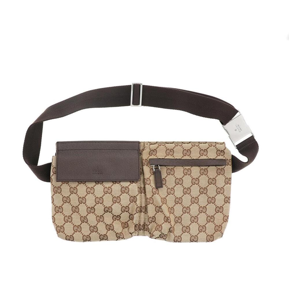 GUCCI GG Canvas Waist Body Crossbody Bag Body Brown